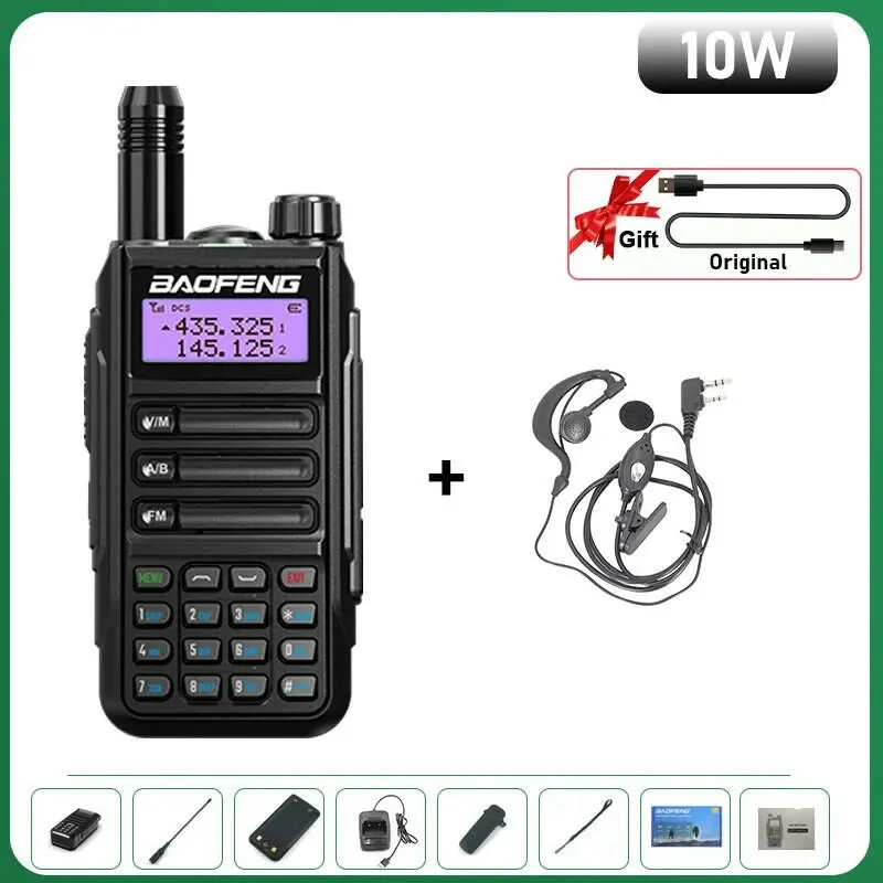 BaoFeng UV-16 Plus Walkie Talkie High Power USB C 10KM Long Range UV-16 Two Way Radio Dual Band Waterproof Transceiver FM Radio