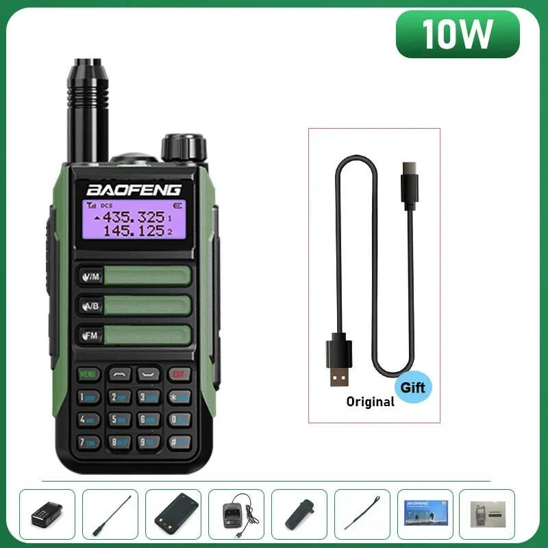 BaoFeng UV-16 Plus Walkie Talkie High Power USB C 10KM Long Range UV-16 Two Way Radio Dual Band Waterproof Transceiver FM Radio