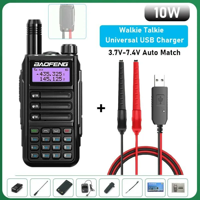 BaoFeng UV-16 Plus Walkie Talkie High Power USB C 10KM Long Range UV-16 Two Way Radio Dual Band Waterproof Transceiver FM Radio