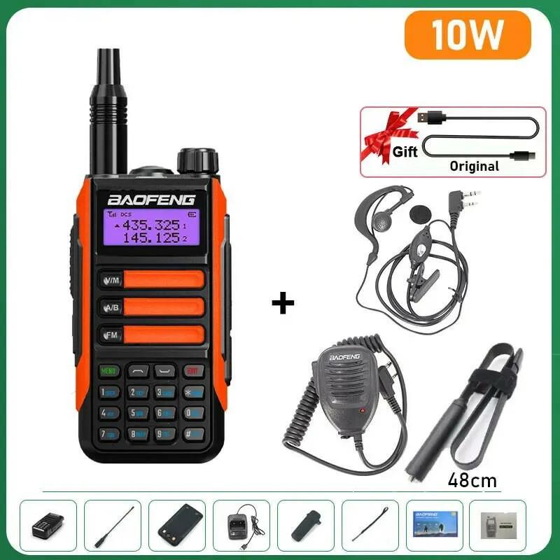 BaoFeng UV-16 Plus Walkie Talkie High Power USB C 10KM Long Range UV-16 Two Way Radio Dual Band Waterproof Transceiver FM Radio