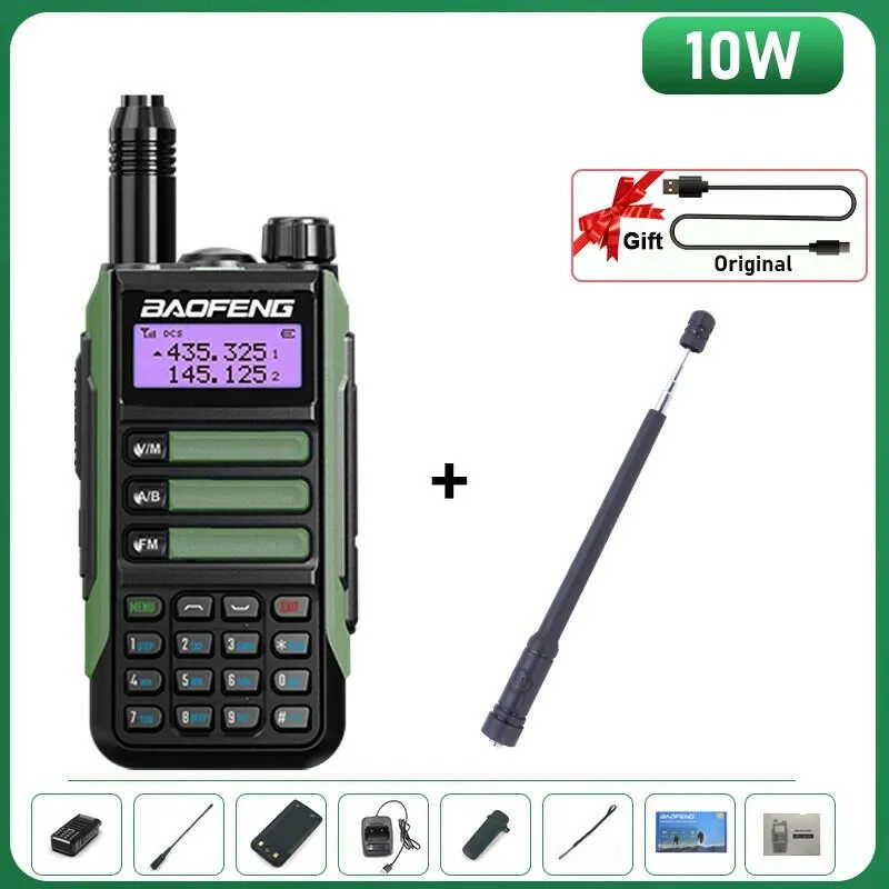 BaoFeng UV-16 Plus Walkie Talkie High Power USB C 10KM Long Range UV-16 Two Way Radio Dual Band Waterproof Transceiver FM Radio