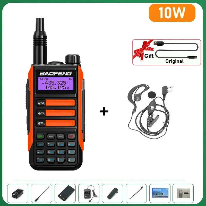 BaoFeng UV-16 Plus Walkie Talkie High Power USB C 10KM Long Range UV-16 Two Way Radio Dual Band Waterproof Transceiver FM Radio