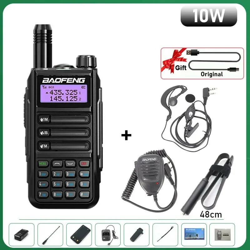 BaoFeng UV-16 Plus Walkie Talkie High Power USB C 10KM Long Range UV-16 Two Way Radio Dual Band Waterproof Transceiver FM Radio