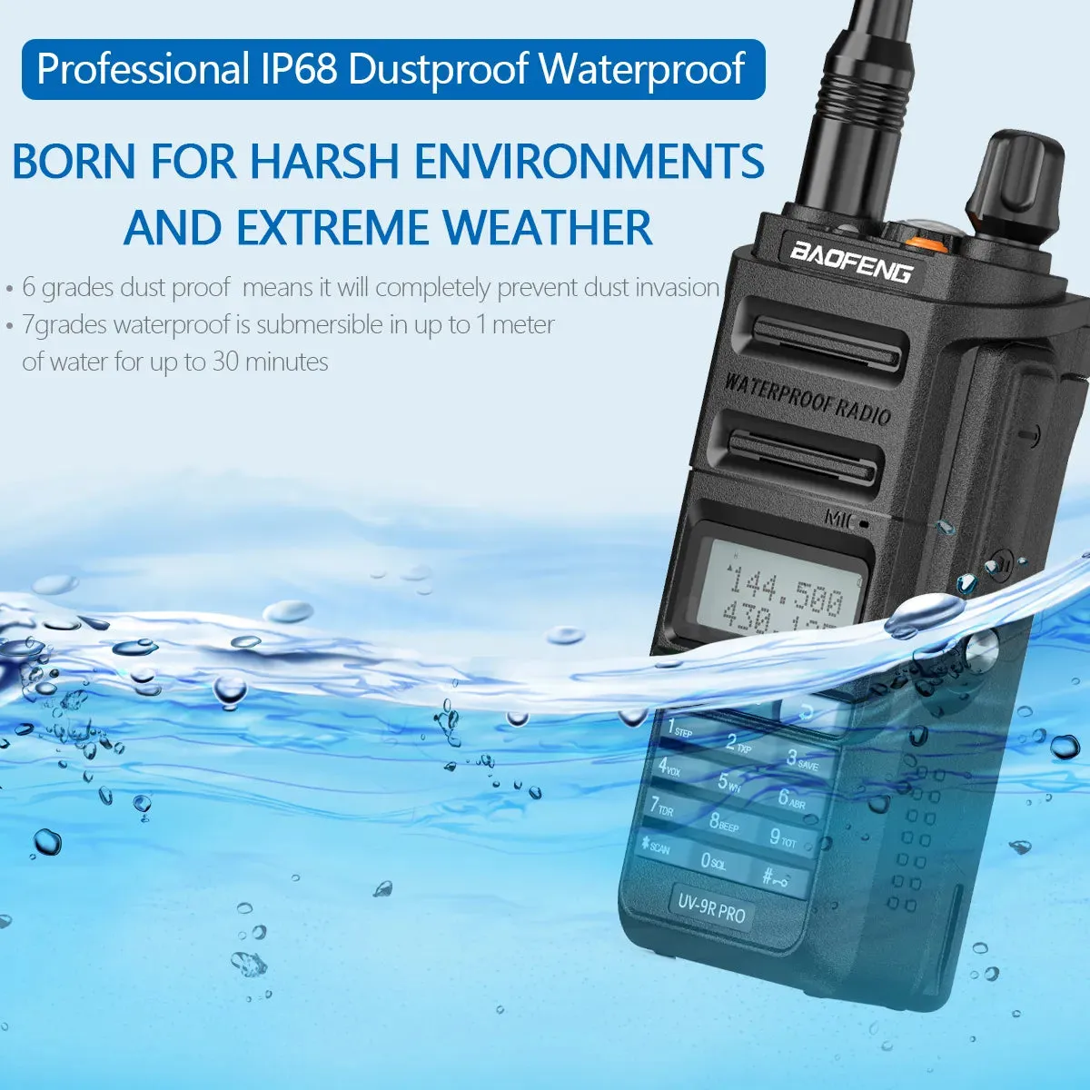 Baofeng UV-9R Pro IP68 Waterproof  Walkie Talkie Dual Band 16KM S22 Radio VHF UHF CB Ham Radio UV-9R Plus Portable Two Way Radio