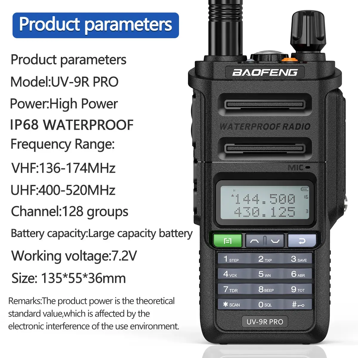 Baofeng UV-9R Pro IP68 Waterproof  Walkie Talkie Dual Band 16KM S22 Radio VHF UHF CB Ham Radio UV-9R Plus Portable Two Way Radio