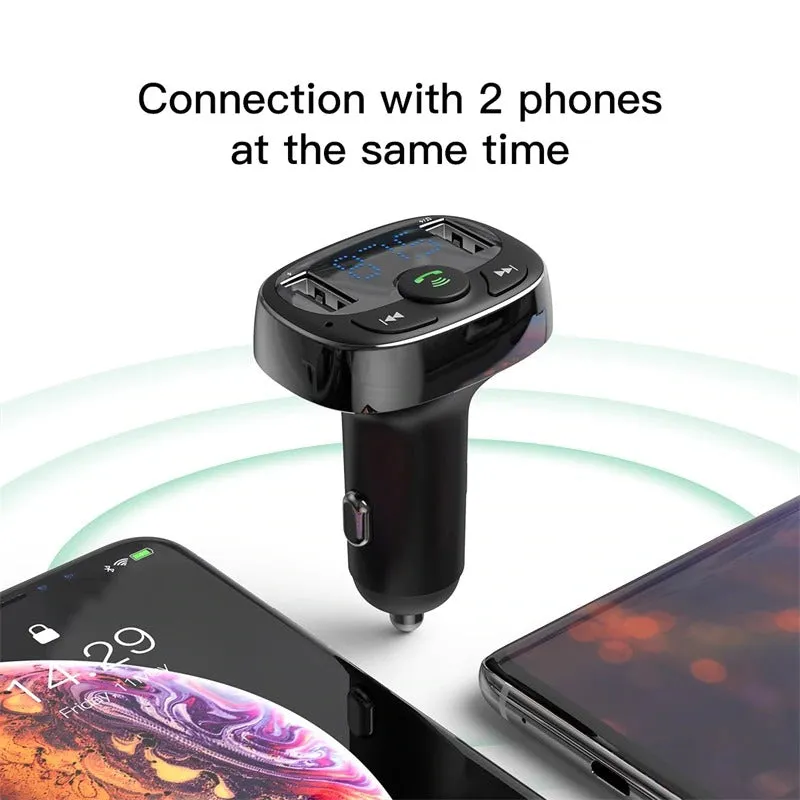 Baseus Handsfree Wireless Bluetooth FM Transmitter MP3 Music Player Dual Car Charger