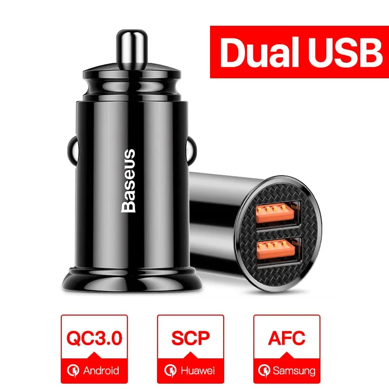 Baseus Quick Charge 4.0 3.0 USB Car Charger For iPhone 11 Pro Max Xiaomi Huawei P30 QC4.0 QC3.0 QC 5A Fast PD Car Phone Charger