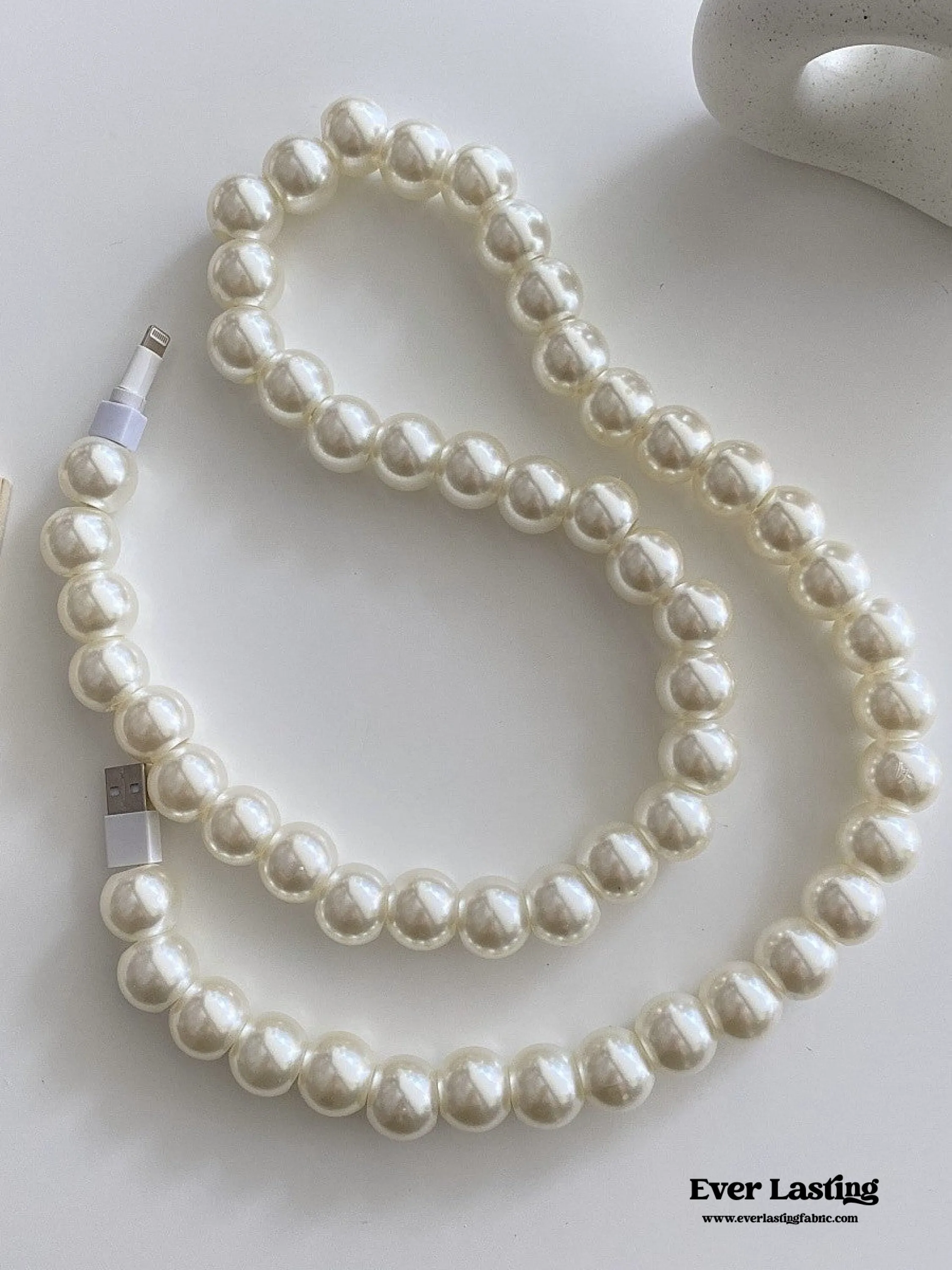 Beaded Phone Charger Cable / Pearl