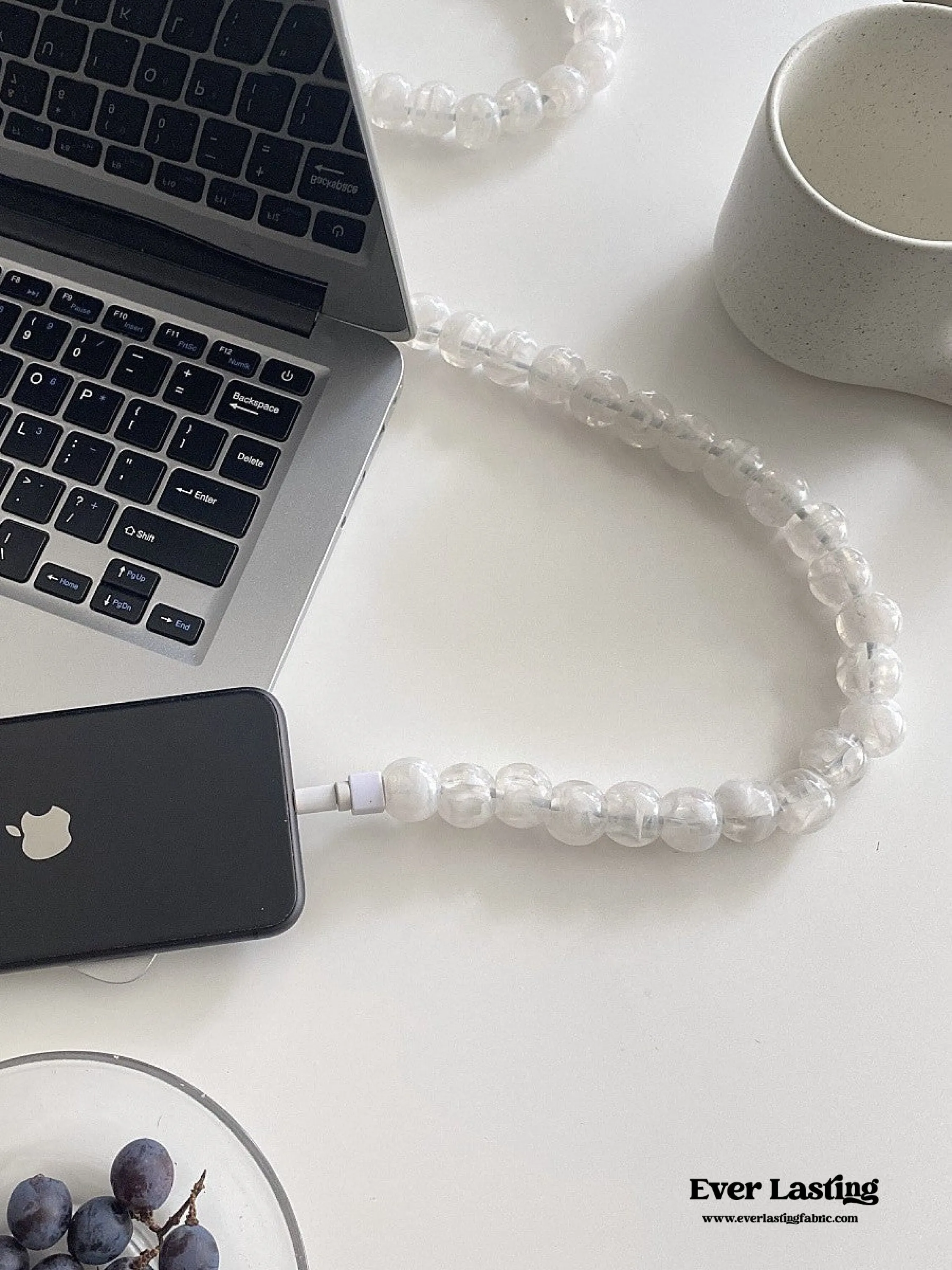 Beaded Phone Charger Cable / Pearl