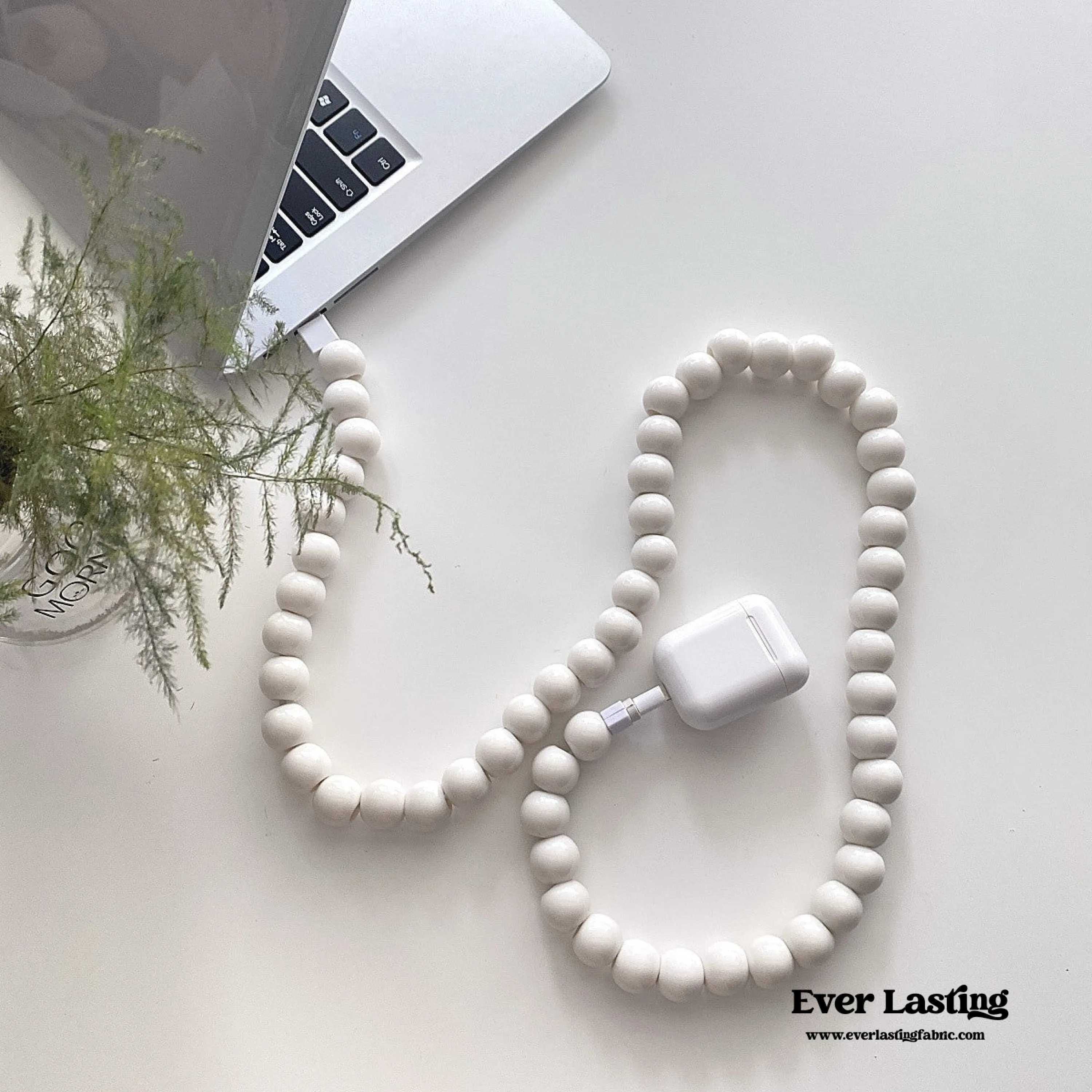 Beaded Phone Charger Cable / Pearl