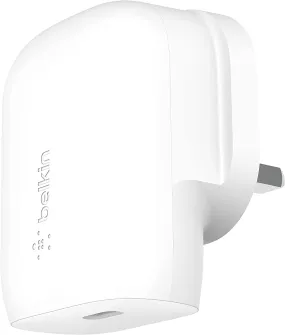 Belkin 30W USB C wall charger with PPS, Power Delivery, USB-IF certified PD 3.0, fast charger plug for iPhone 15, Plus, Pro, Pro Max, Samsung Galaxy S23, iPad, AirPods, MacBook, Google Pixel and More