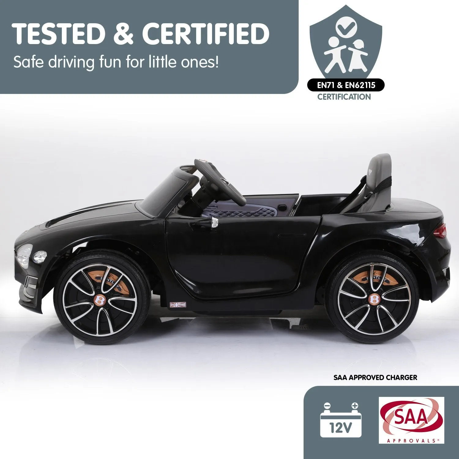 Bentley Exp 12 Licensed Speed 6E Electric Kids Ride on Car - Black