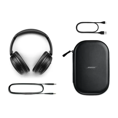 Bose QuietComfort Bluetooth Headphones, Wireless Headphones, Over Ear Noise Cancelling Headphones with Mic, Up To 24 Hours of Battery Life, Black