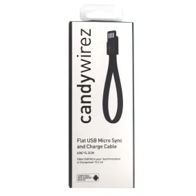 Candywirez USB 2.0 A (M) to USB 2.0 Micro B (M) 0.15m / 6 Black Retail Packaged Magnetic Silicon Tangle-Free Data Cable