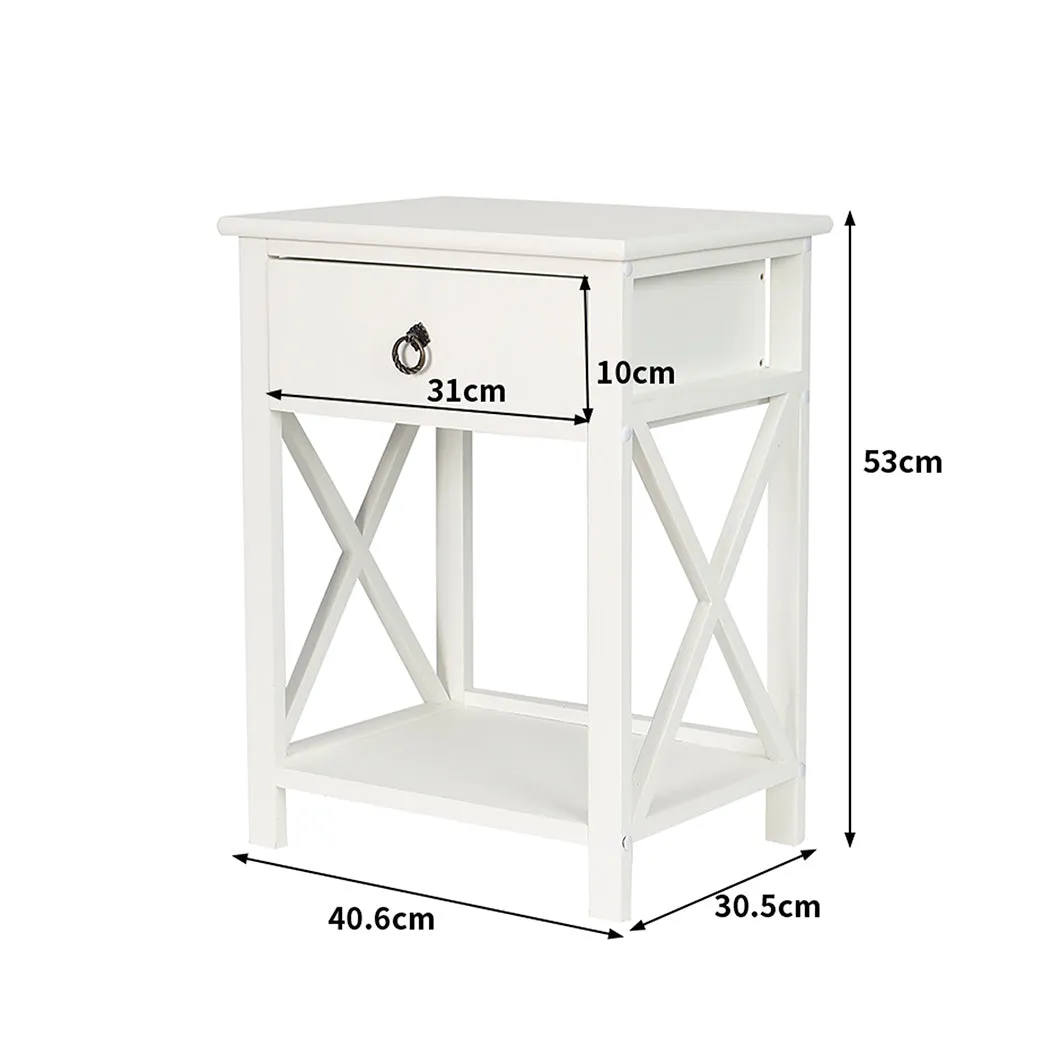 Caraquet Wooden Bedside Tables - White