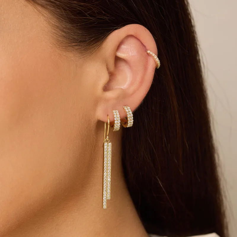 Cascading Double Diamond Stick Earrings