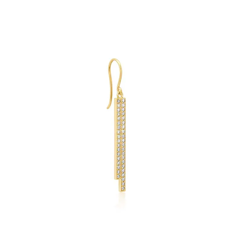 Cascading Double Diamond Stick Earrings