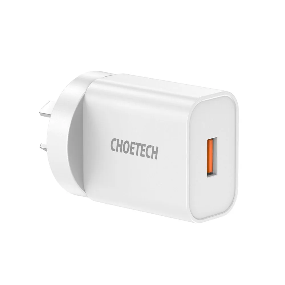 CHOETECH 18W USB Wall Charger Quick Charge QC 3.0 Power Adapter Fast Charging AU Plug White