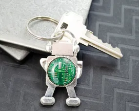 Circuit Board Robot Keychain Green, Robotics Engineer Gift, Electrical Engineer New Job Gift, Geeky Housewarming Gift