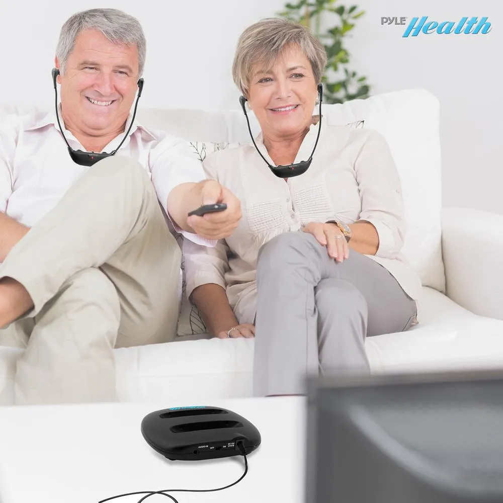 Clear Sound Dual Tv Hearing Amplifier Wireless Listening Hearing Assistance System With Rechargeable Battery & Power Charging Dock Station