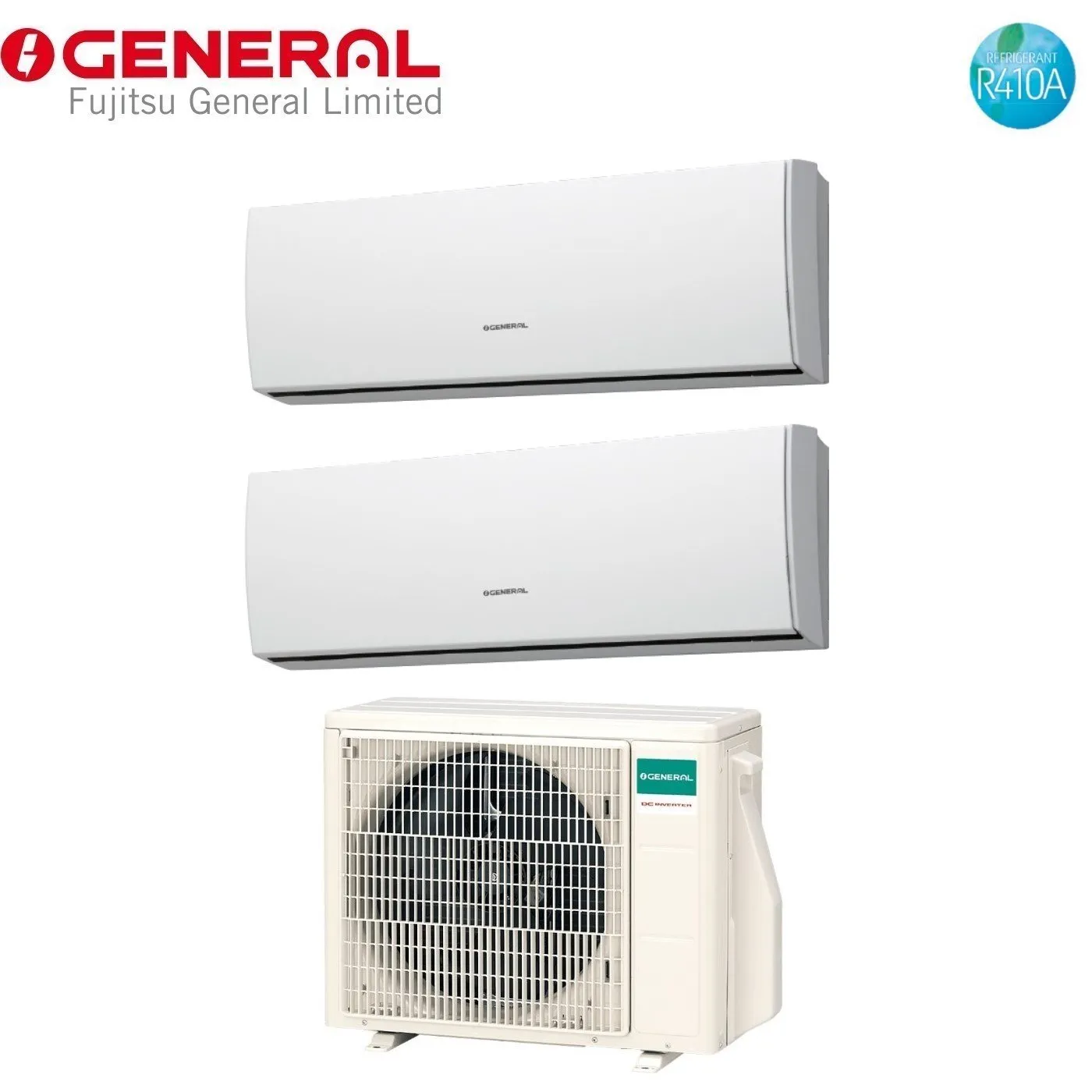 Climatizzatore Condizionatore General Fujitsu Dual Split Inverter serie LUCA 9 14 con AOHG18LAC2 R-410 9000 14000