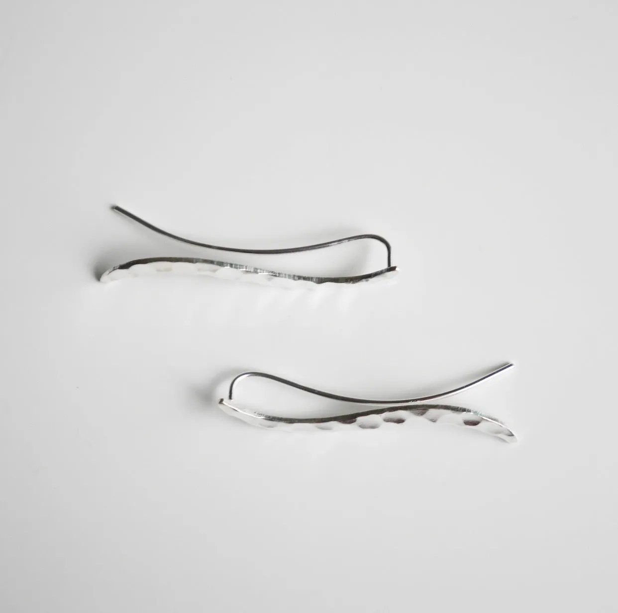 Crawler Pin Earrings, 925 Sterling Silver Luxury Ear Hammered  Crawler Statement Earrings