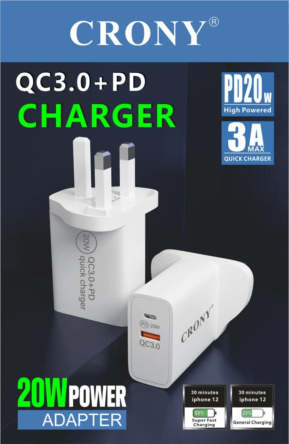 CRONY CR-004 PD20W QC3.0 Fast Charger