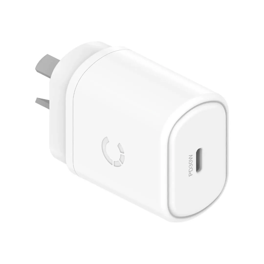 Cygnett PowerPlus 30W USB-C PD Wall Charger - White