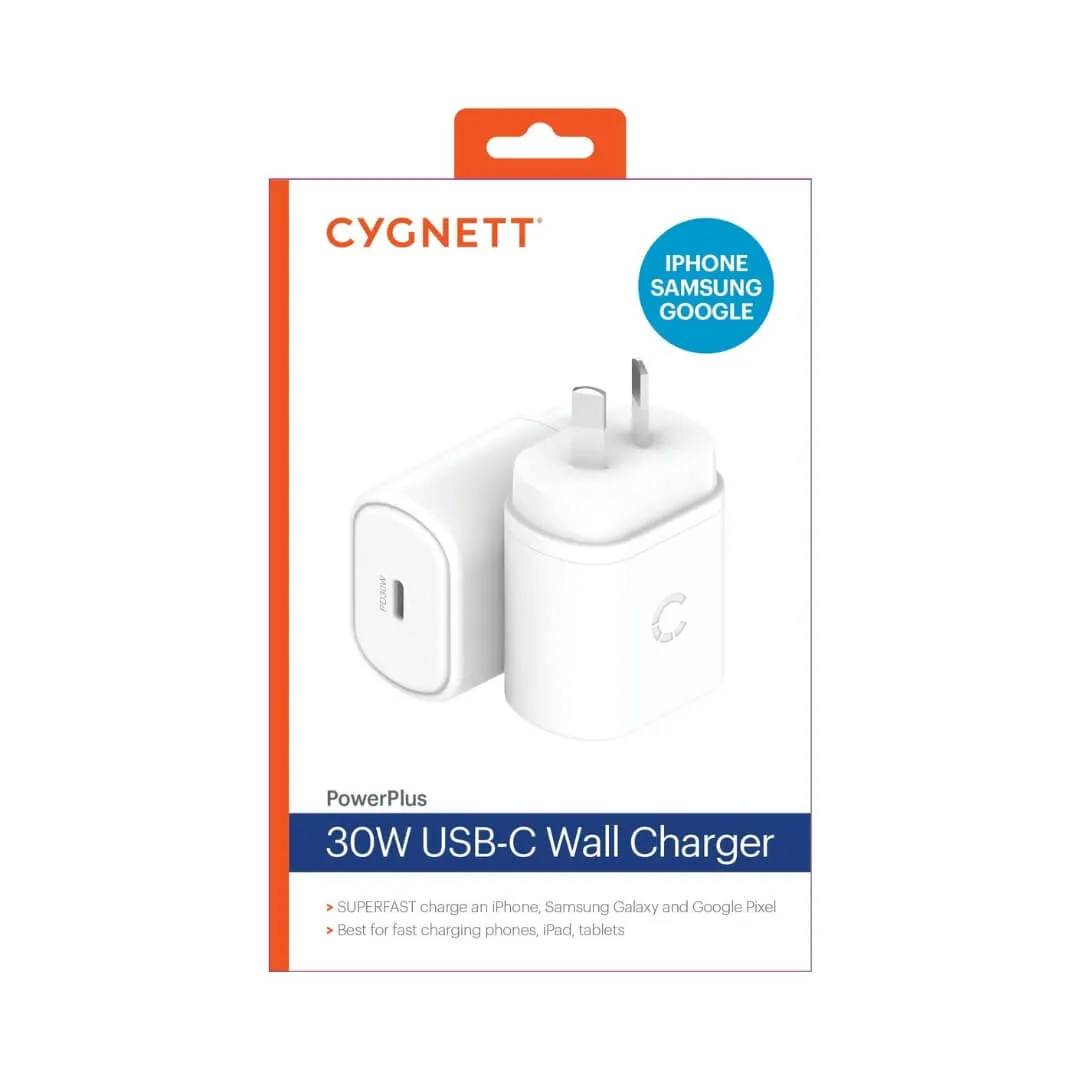 Cygnett PowerPlus 30W USB-C PD Wall Charger - White