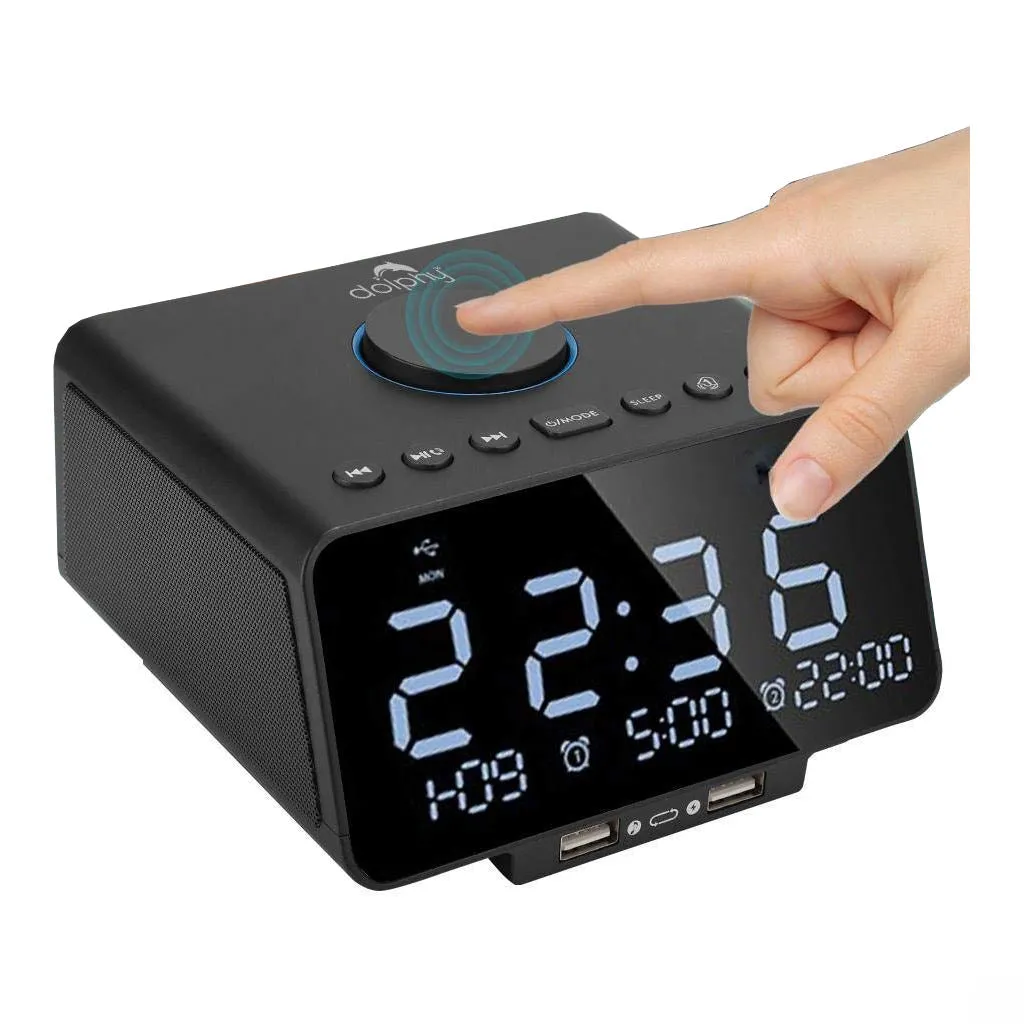 Dolphy Dock Station Dual Alarm Clock,FM Radio,LED Display,Wireless Bluetooth Player DDSN0001