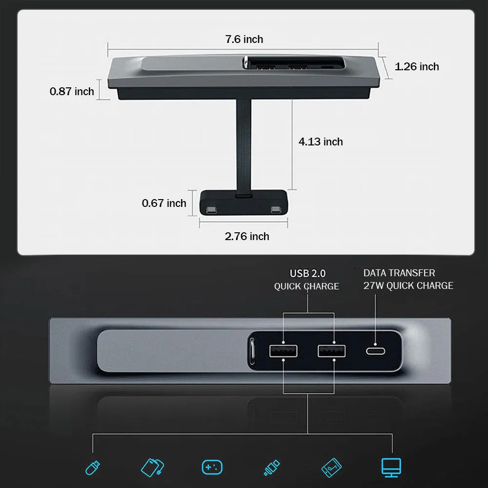 Dust-proof Model 3/Y 27W Phone Fast Charger USB Hub Docking Station