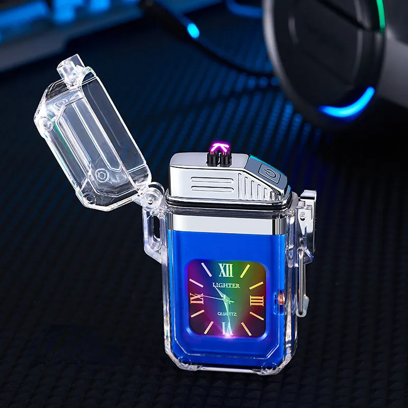 Electric POP Arc Lighter   Quartz Watch - Waterproof Rechargeable Windproof