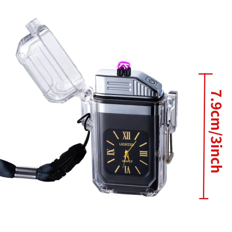 Electric POP Arc Lighter   Quartz Watch - Waterproof Rechargeable Windproof