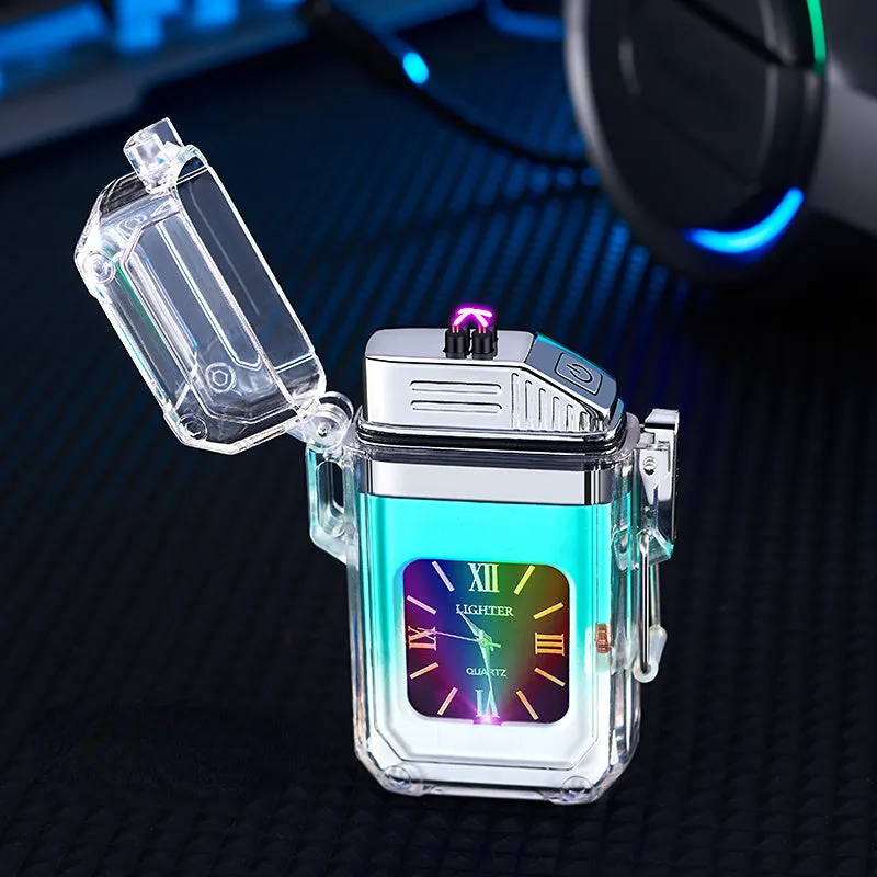 Electric POP Arc Lighter   Quartz Watch - Waterproof Rechargeable Windproof