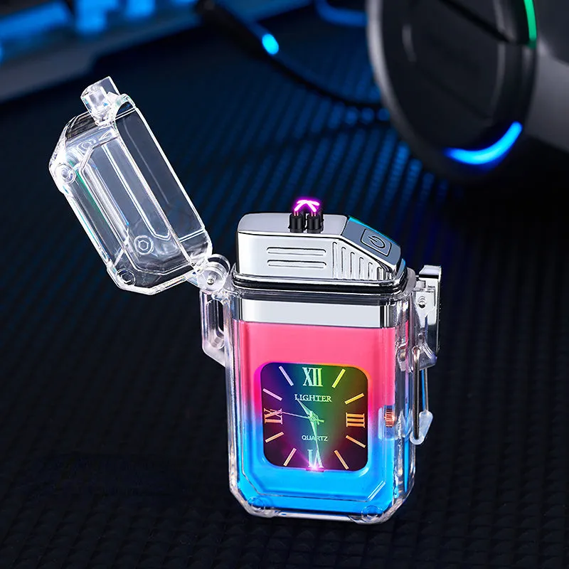 Electric POP Arc Lighter   Quartz Watch - Waterproof Rechargeable Windproof