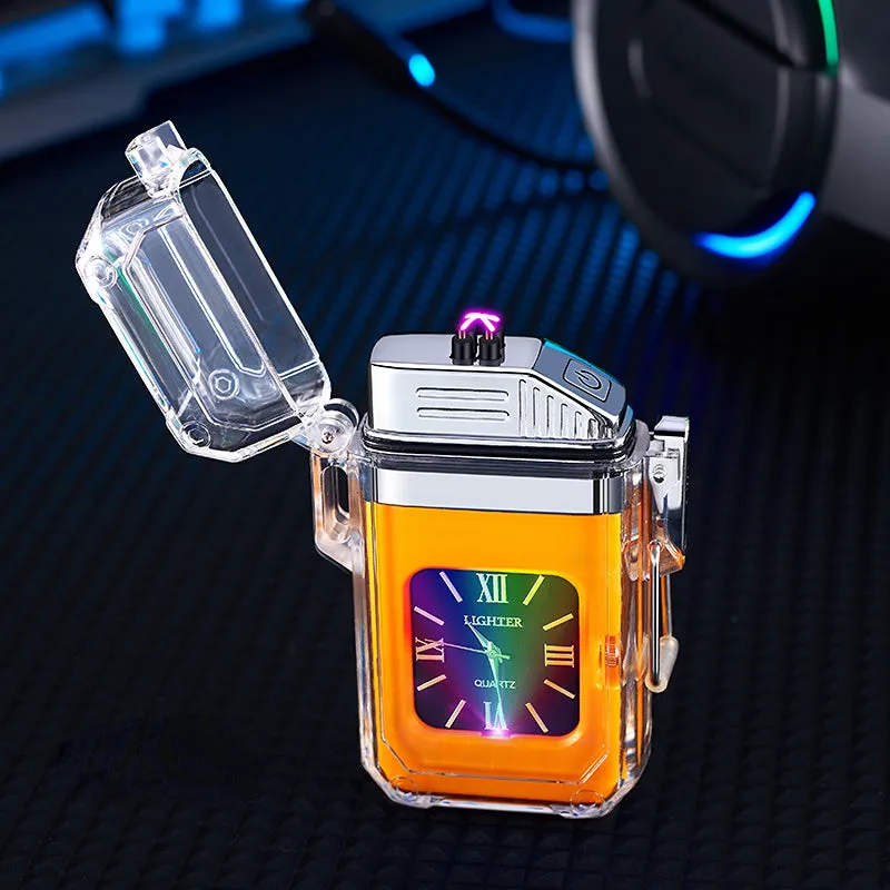 Electric POP Arc Lighter   Quartz Watch - Waterproof Rechargeable Windproof