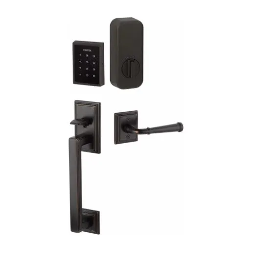 Emtek Hamden EMPowered™ Motorized Touchscreen Handle set with Bristol Glass Knob