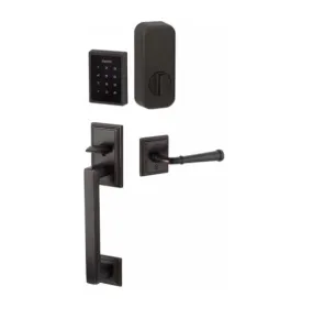 Emtek Hamden EMPowered™ Motorized Touchscreen Handle set with Georgetown Glass Knob