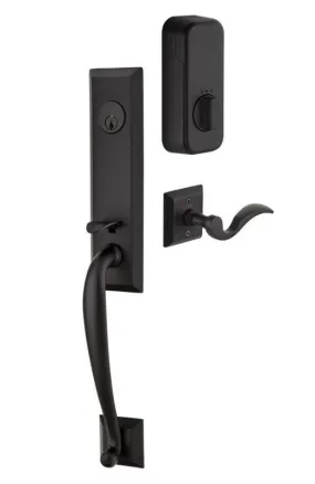 Emtek Single Cylinder Adams Handleset EMPowered Motorized Smart Lock Upgrade With Select R-Bar Tribeca Lever