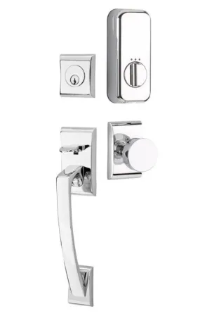 Emtek Single Cylinder Ares Handleset EMPowered Motorized Smart Lock Upgrade With Select L-Square Hammered Lever