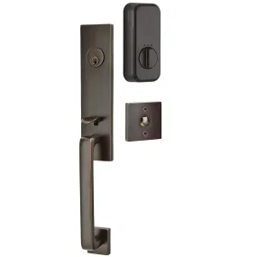 Emtek Single Cylinder Davos Handleset EMPowered Motorized Smart Lock Upgrade With Spencer Lever