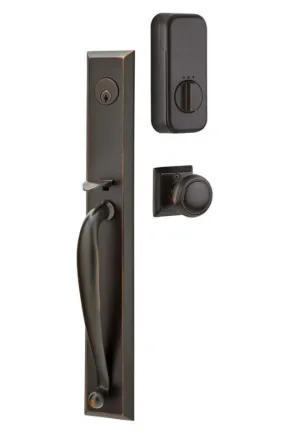 Emtek Single Cylinder Jefferson Handleset EMPowered Motorized Smart Lock Upgrade With Octagon Knob