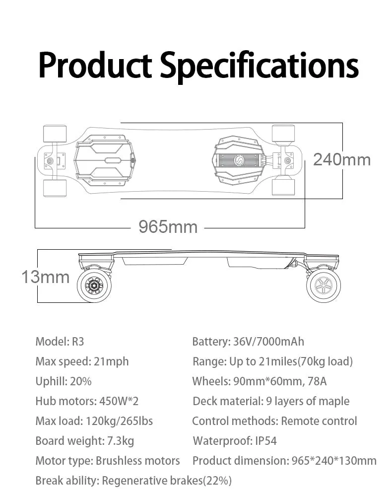 enSkate R3 Electric Skateboard and Longboard