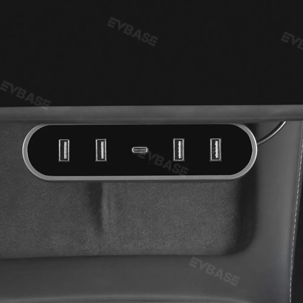 EVBASE Tesla Model 3/Y/3 Highland USB Hub Folding Docking Station Center Console Under Screen Expansion Port