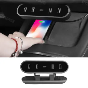 EVBASE Tesla Model 3/Y/3 Highland USB Hub Folding Docking Station Center Console Under Screen Expansion Port