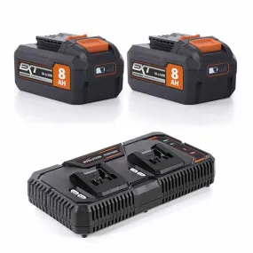 Evolution Cordless Dual Port Li-Ion 18v EXT Fast Charger & Double Battery Pack Bundle