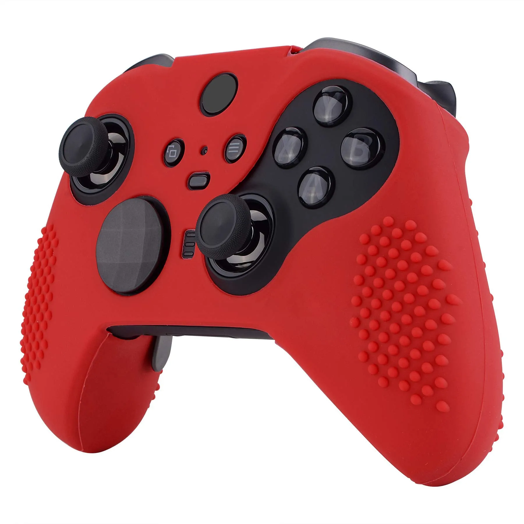 eXtremeRate PlayVital Red Soft Anti-Slip Silicone Cover Skins, Controller Protective Case for New Xbox One Elite Series 2 (Model 1797 and Core Model 1797) with Thumb Grips Analog Caps -XBOWP0043GC