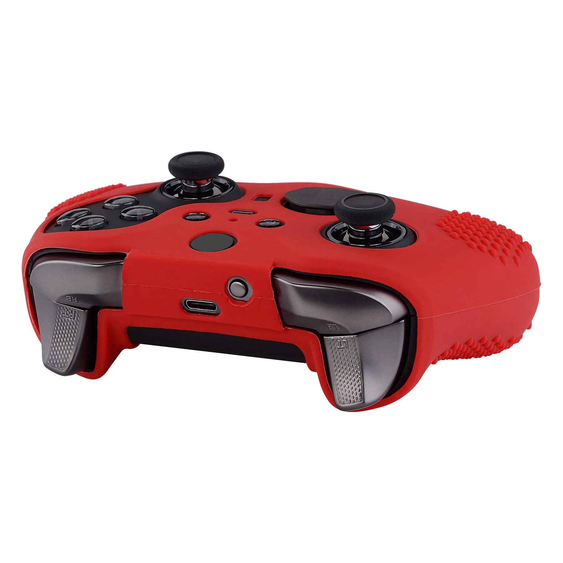 eXtremeRate PlayVital Red Soft Anti-Slip Silicone Cover Skins, Controller Protective Case for New Xbox One Elite Series 2 (Model 1797 and Core Model 1797) with Thumb Grips Analog Caps -XBOWP0043GC