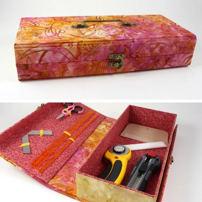 Fabric tool box DIY kit, cartonnage kit 138, online instructions included