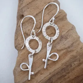 Flower - Silver Dangle Earrings